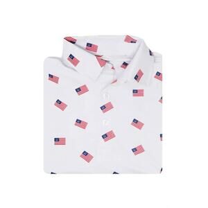 NEW BALD HEAD BLUES boys' usa flag golf polo in white multi